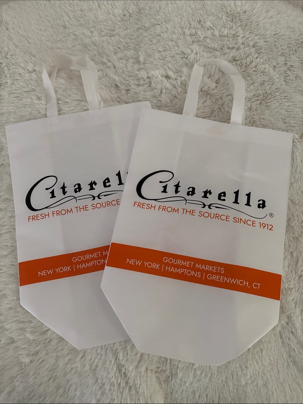 Reusable Grocery Bags  White and Orange Large Tote Bags NWT